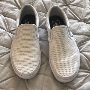 Vans Perf Leather Slip-Ons - Size 6 - White